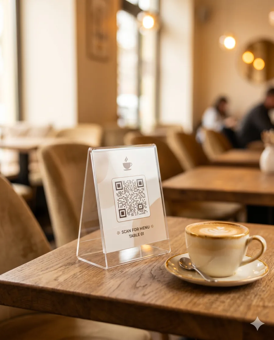 Masada QR kod standı ile dijital menü