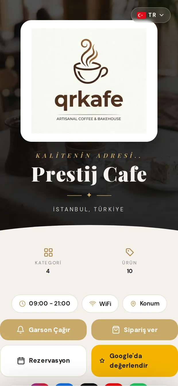 Magazin teması: büyük görselli QR menü